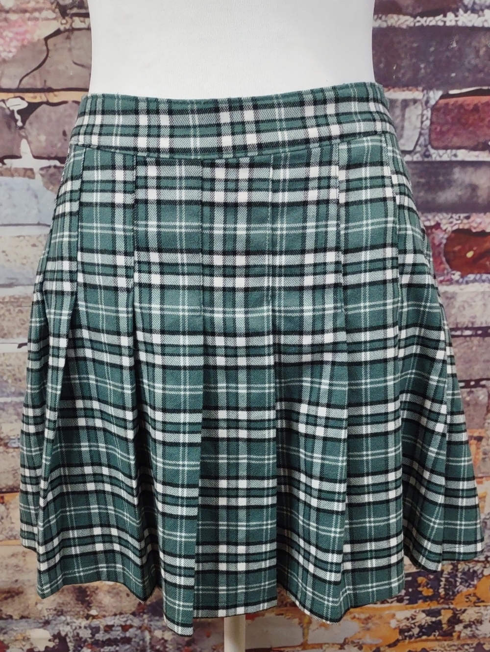Hollister Green Plaid Flannel Mini Skirt